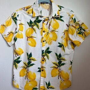 Lemon Print Short Sleeve Shirt: S
